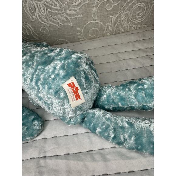 Vintage Bunny Plush PBC International Blue Textured Long Floppy Pink Nose 15” - Picture 4 of 7